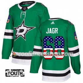 Adidas Maillot de Hockey Dallas Stars Jaromir Jagr 68 2017-2018 Kelly Vert USA Flag Fashion Authentic - Enfant